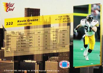 1993 Wild Card #222 Kevin Greene Back