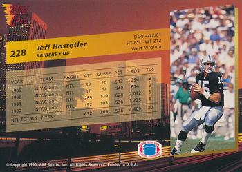 1993 Wild Card #228 Jeff Hostetler Back