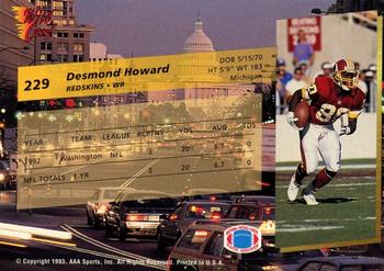 1993 Wild Card #229 Desmond Howard Back