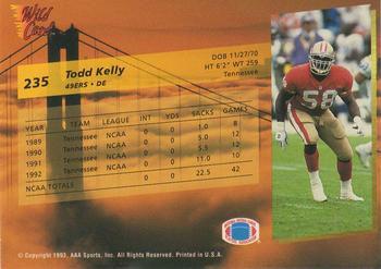 1993 Wild Card #235 Todd Kelly Back