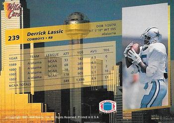 1993 Wild Card #239 Derrick Lassic Back