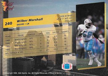1993 Wild Card #240 Wilber Marshall Back