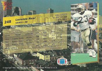 1993 Wild Card #248 Lorenzo Neal Back