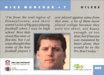 1993 Pro Line Portraits #499 Mike Munchak Back