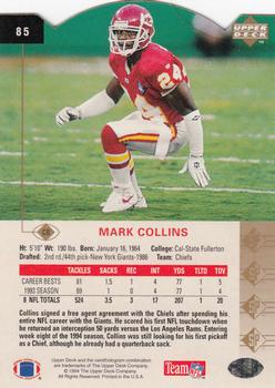 1994 SP - Die Cut #85 Mark Collins Back