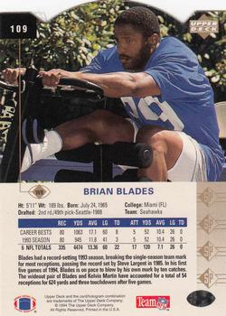 1994 SP - Die Cut #109 Brian Blades Back