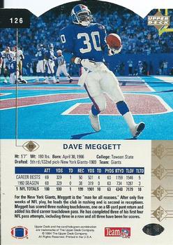 1994 SP - Die Cut #126 Dave Meggett Back