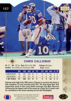 1994 SP - Die Cut #127 Chris Calloway Back