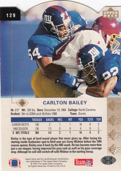 1994 SP - Die Cut #129 Carlton Bailey Back