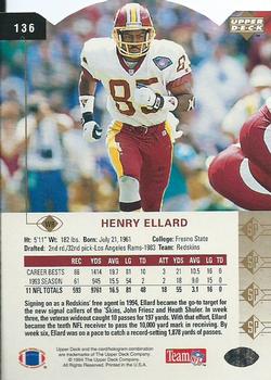 1994 SP - Die Cut #136 Henry Ellard Back