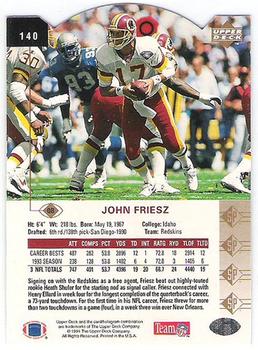 1994 SP - Die Cut #140 John Friesz Back