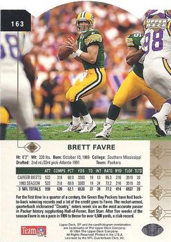 1994 SP - Die Cut #163 Brett Favre Back