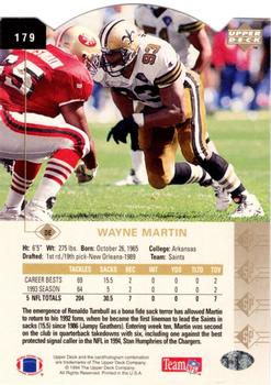 1994 SP - Die Cut #179 Wayne Martin Back