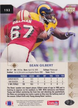 1994 SP - Die Cut #193 Sean Gilbert Back