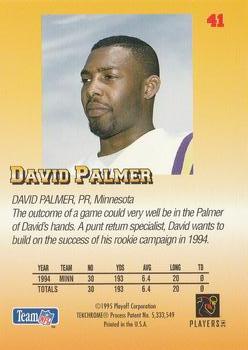 1995 Playoff Prime #41 David Palmer Back