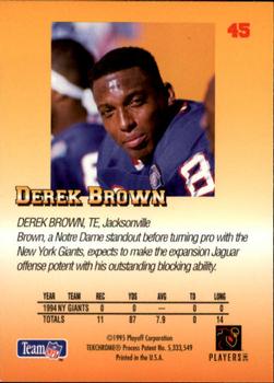 1995 Playoff Prime #45 Derek Brown Back