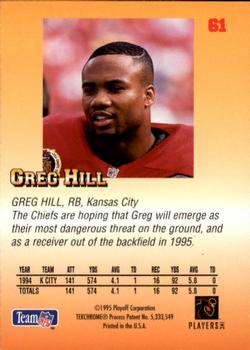 1995 Playoff Prime #61 Greg Hill Back
