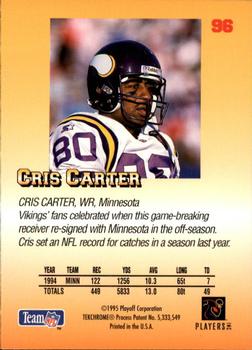 1995 Playoff Prime #96 Cris Carter Back