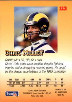 1995 Playoff Prime #113 Chris Miller Back