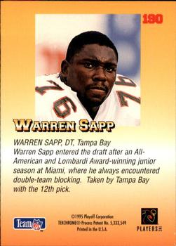 1995 Playoff Prime #190 Warren Sapp Back