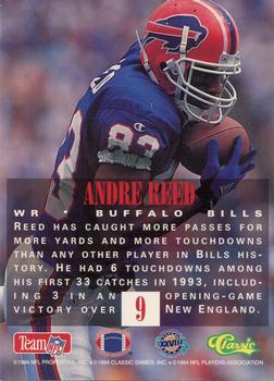 1994 Classic NFL Experience #9 Andre Reed Back