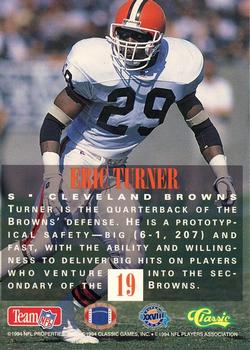 1994 Classic NFL Experience #19 Eric Turner Back