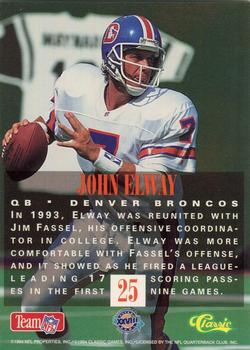 1994 Classic NFL Experience #25 John Elway Back