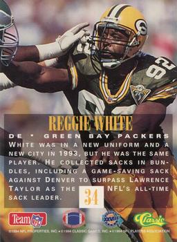 1994 Classic NFL Experience #34 Reggie White Back