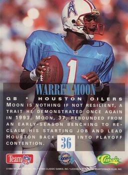 1994 Classic NFL Experience #36 Warren Moon Back