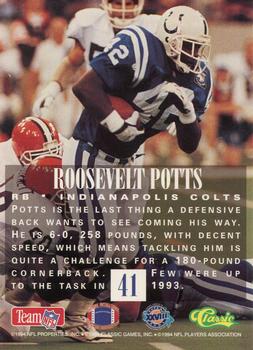 1994 Classic NFL Experience #41 Roosevelt Potts Back