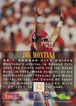 1994 Classic NFL Experience #43 Joe Montana Back