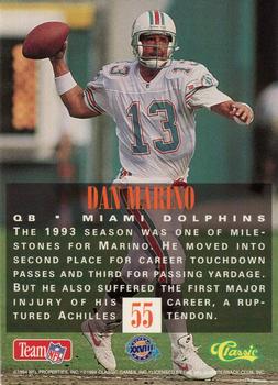 1994 Classic NFL Experience #55 Dan Marino Back