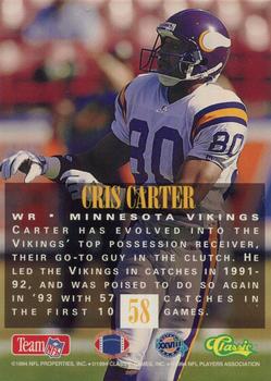1994 Classic NFL Experience #58 Cris Carter Back