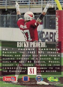1994 Classic NFL Experience #81 Ricky Proehl Back