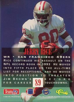 1994 Classic NFL Experience #89 Jerry Rice Back