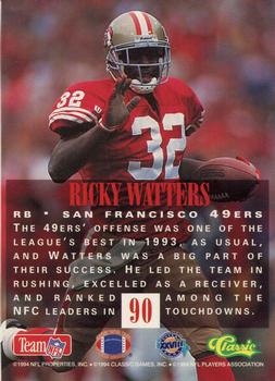 1994 Classic NFL Experience #90 Ricky Watters Back