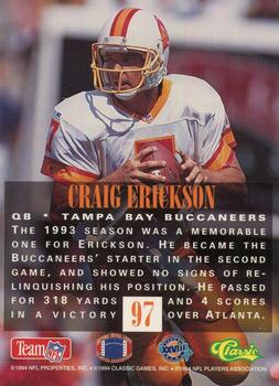 1994 Classic NFL Experience #97 Craig Erickson Back