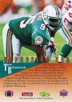 1995 Classic NFL Experience #56 Tim Bowens Back