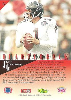 1995 Classic NFL Experience #6 Jeff George Back