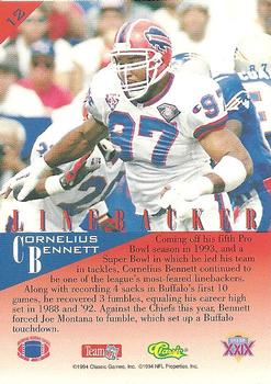 1995 Classic NFL Experience #12 Cornelius Bennett Back