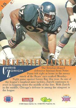 1995 Classic NFL Experience #15 Chris Zorich Back