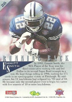 1995 Classic NFL Experience #26 Emmitt Smith Back
