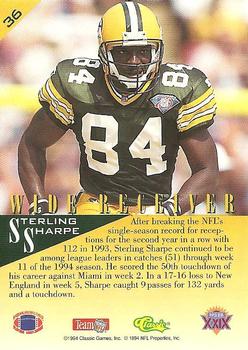 1995 Classic NFL Experience #36 Sterling Sharpe Back