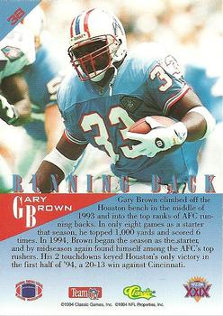 1995 Classic NFL Experience #38 Gary Brown Back
