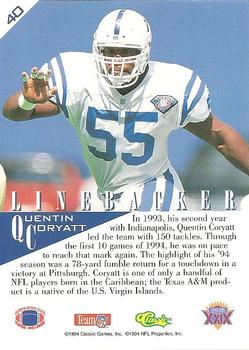 1995 Classic NFL Experience #40 Quentin Coryatt Back