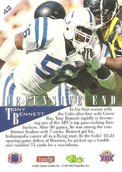 1995 Classic NFL Experience #42 Tony Bennett Back