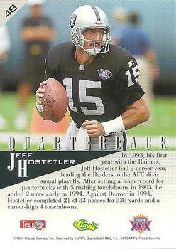 1995 Classic NFL Experience #48 Jeff Hostetler Back