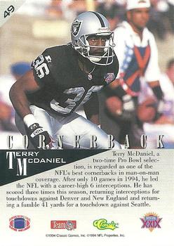 1995 Classic NFL Experience #49 Terry McDaniel Back