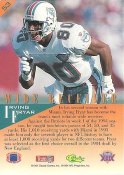 1995 Classic NFL Experience #53 Irving Fryar Back