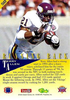 1995 Classic NFL Experience #58 Terry Allen Back
